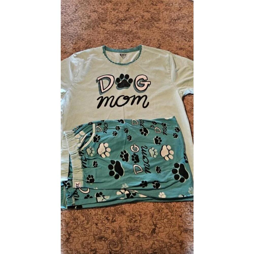 Lazy One Womens Pajama Set -Dog Mom Paw Print Large